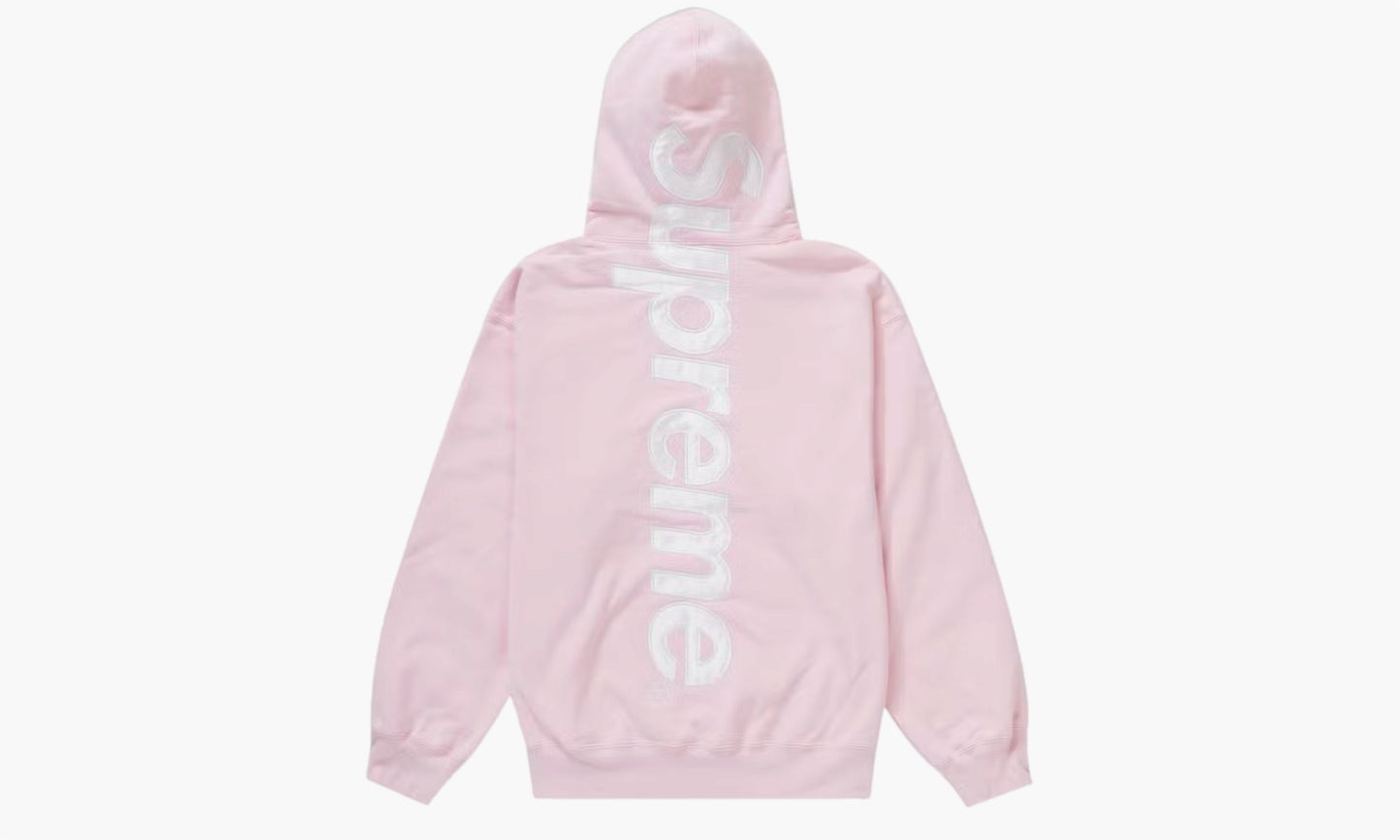 Satin Appliqué Hooded Sweatshirt Light Pink - FW23 | The Sortage