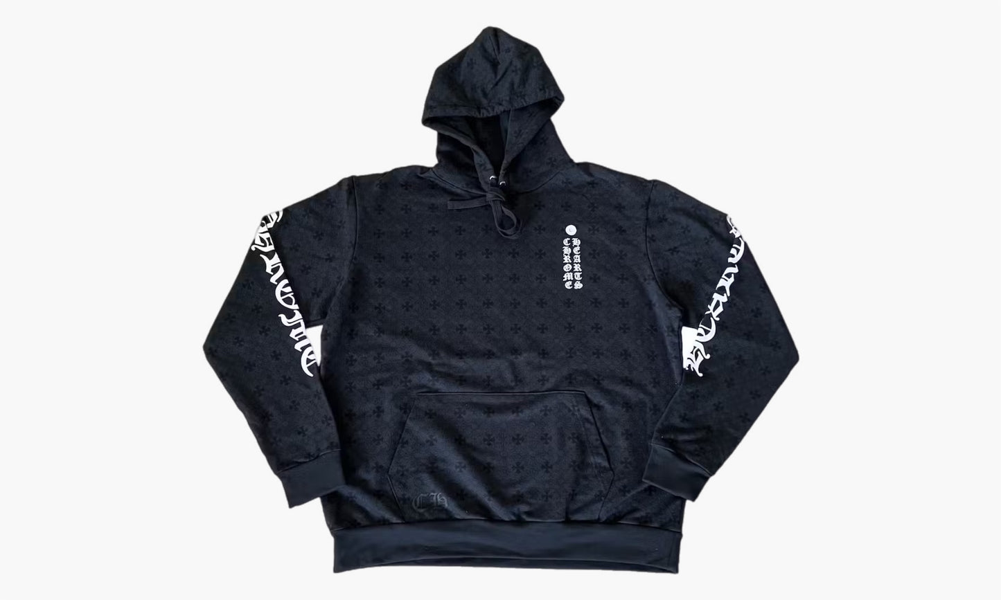 Chrome Hearts Zip Up Hoodie Plus Cross Allover Print Horseshoe Logo Black | The Sortage