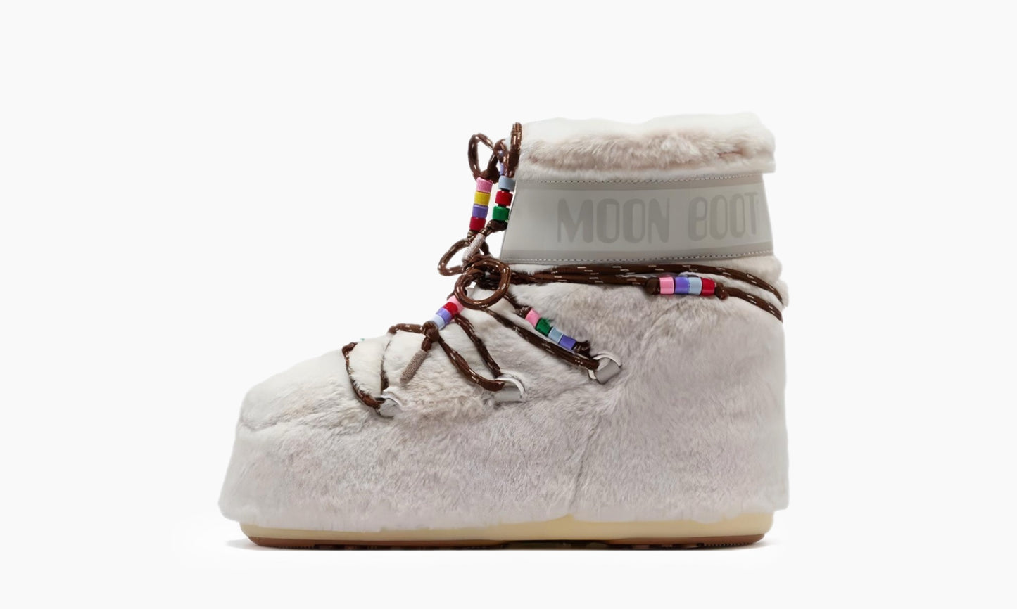 Moon Boot Faux-Fur Beaded Boots "Cream"