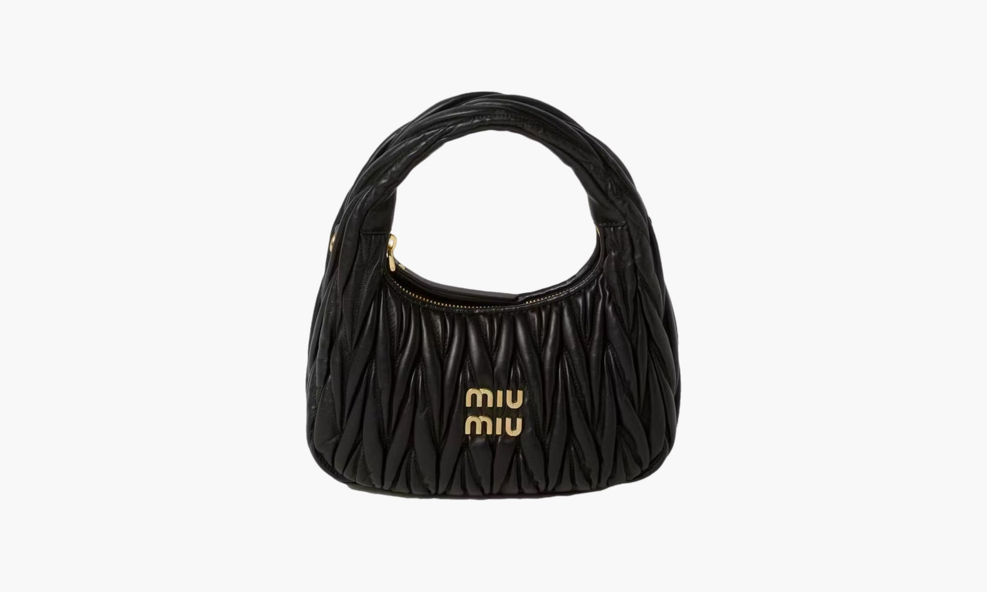 Miu Miu Wander Matelasse Nappa Leather Mini Hobo Bag Black | The Sortage