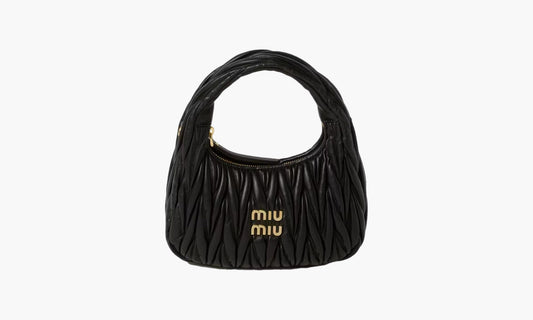 Miu Miu Wander Matelasse Nappa Leather Mini Hobo Bag Black | The Sortage