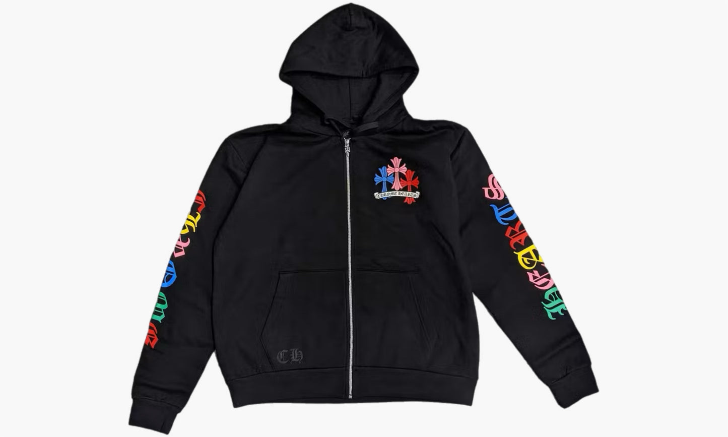 Chrome Hearts Multi Color Cross Cemetery Zip Up Hoodie Black | The Sortage