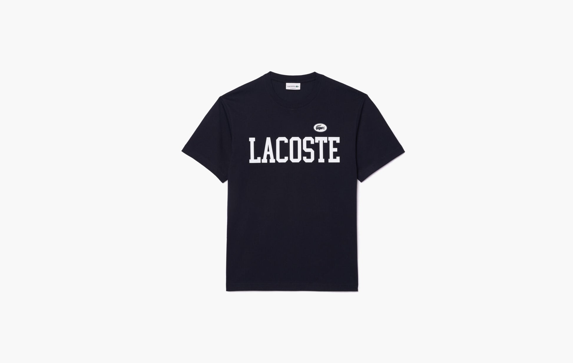 Lacoste Cotton Contrast Print And Badge T-shirt Navy | Sortage.