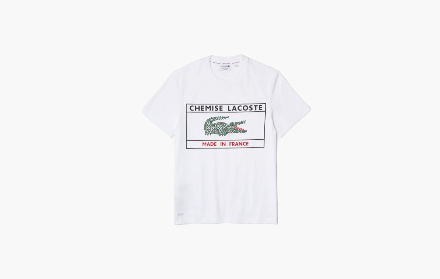 Lacoste Made In France Print Organic Cotton T-Shirt White | Sortage.