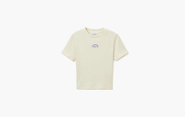 Lacoste Slim Ribbed T-shirt Cream | Sortage.