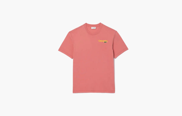 Lacoste Washed Effect Ombre Lacoste Print T-Shirt Pink | Sortage.