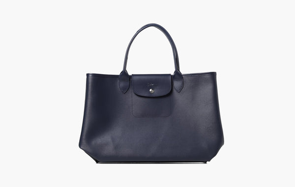 Longchamp Le Pliage City Leather L Handbag Navy | Sortage