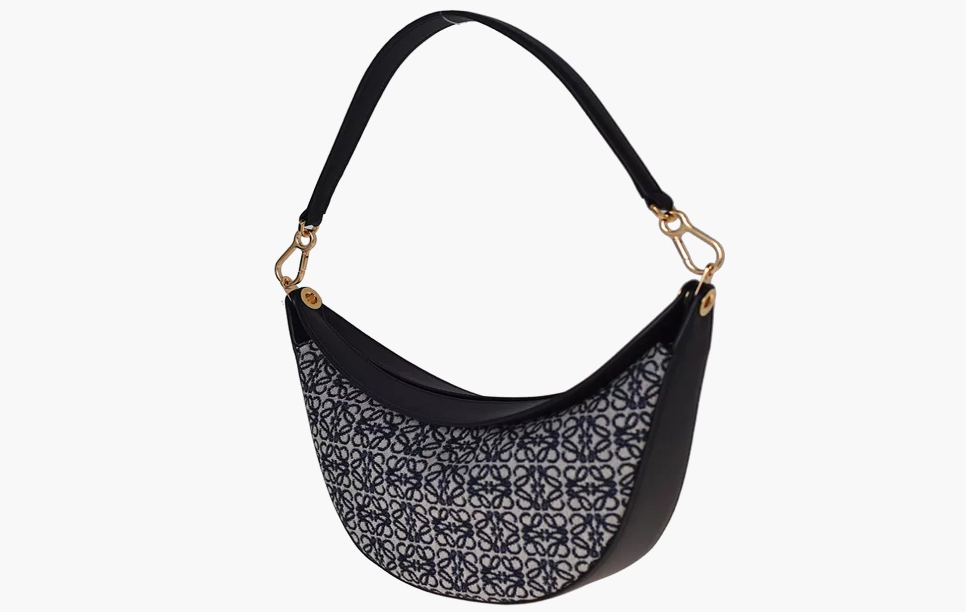 Loewe Luna Anagram Jacquard and Calfskin Leather Small Bag Navy / Black | The Sortage