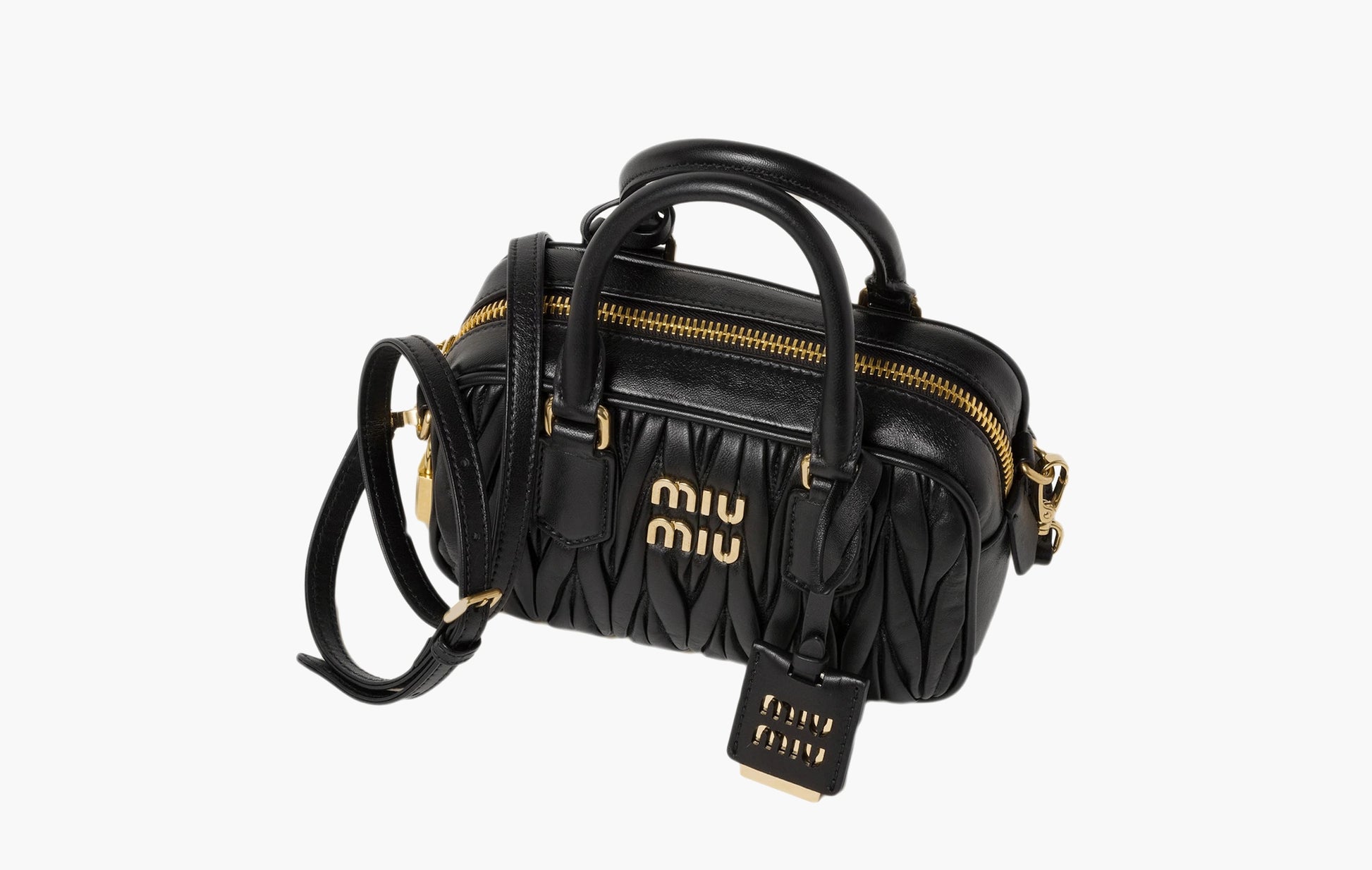 Miu Miu Matelassé Nappa Leather Arcadie Bag Black | The Sortage