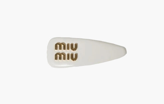Miu Miu Patent Leather Hair Clip White | The Sortage