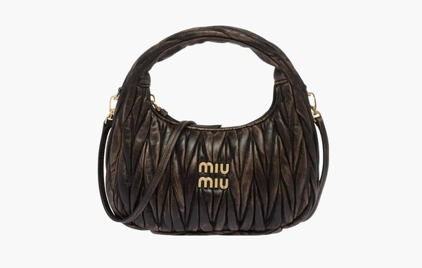Miu Miu Wander Matelasse Nappa Leather Hobo Bag Sand / Coffee | The Sortage