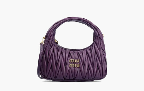 Miu Miu Wander Matelasse Nappa Leather Mini Hobo Bag Violet | The Sortage