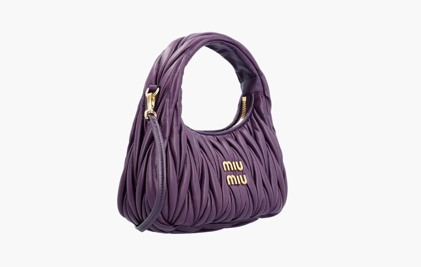 Miu Miu Wander Matelasse Nappa Leather Mini Hobo Bag Violet | The Sortage