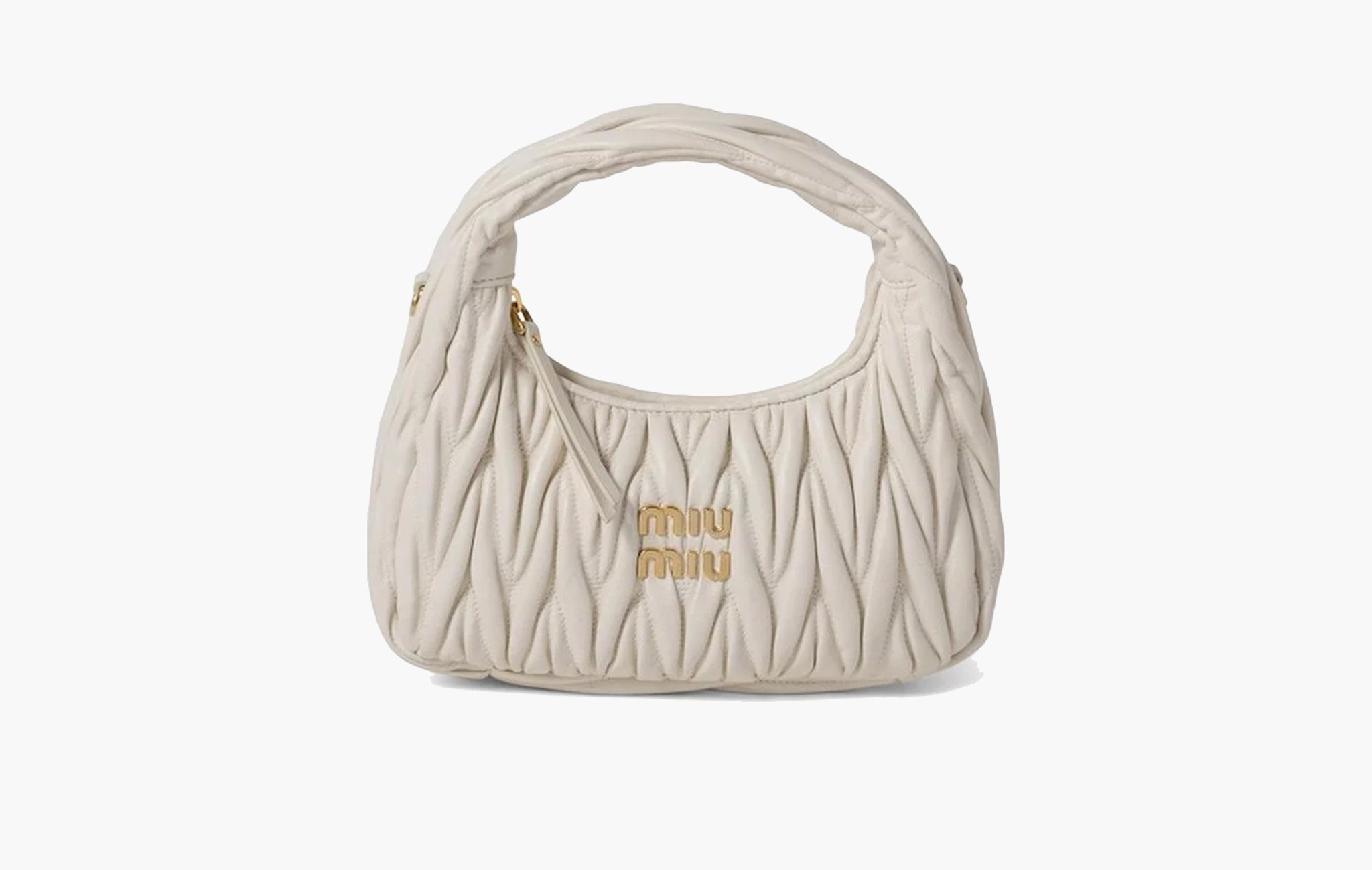 Miu Miu Wander Matelasse Nappa Leather Hobo Bag White | The Sortage