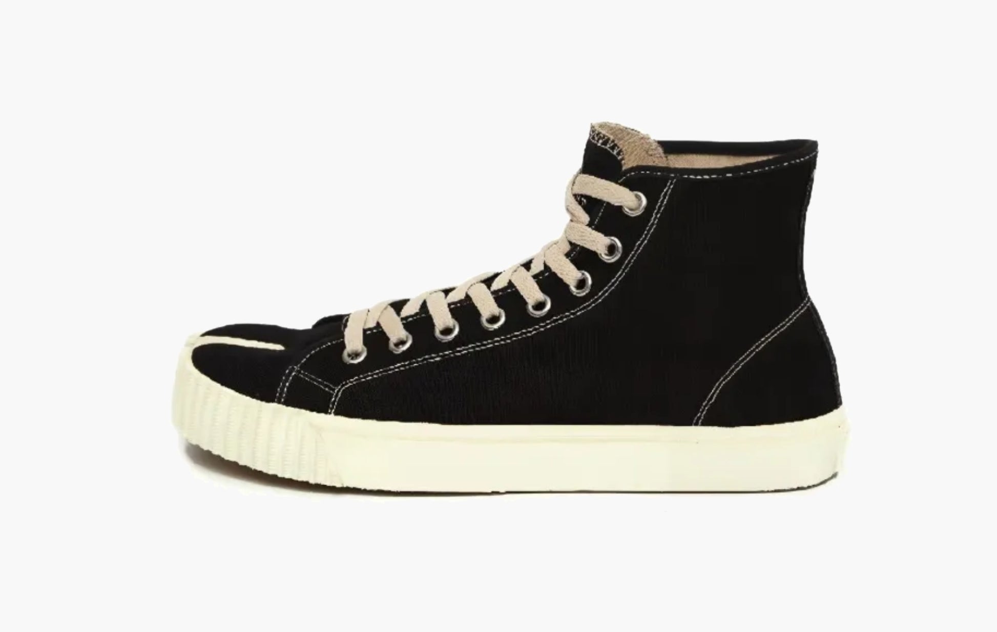 Maison Margiela Tabi Canvas High Sneakers Black Cream | Sortage.