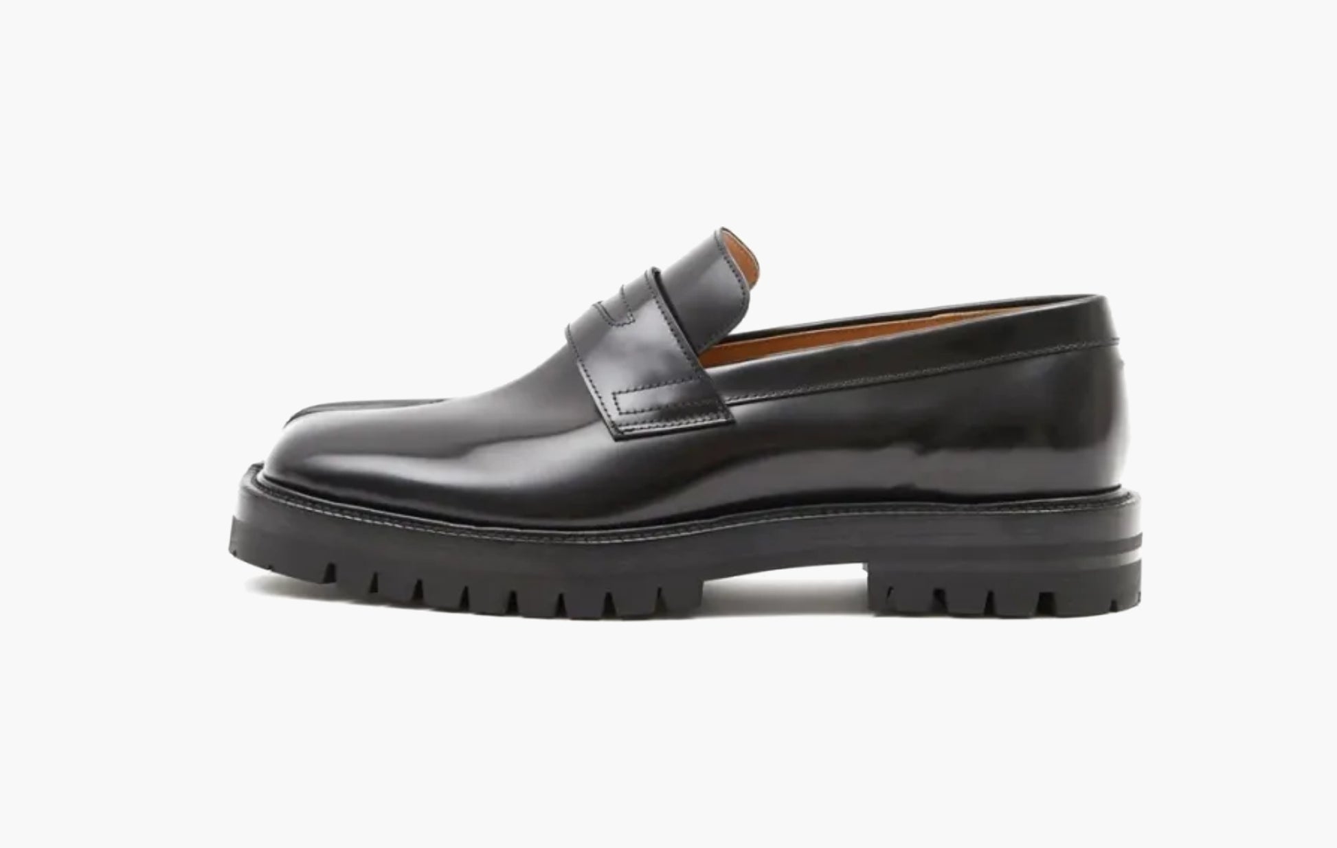 Maison Margiela Tabi Shiny Leather Lofer Black | Sortage.