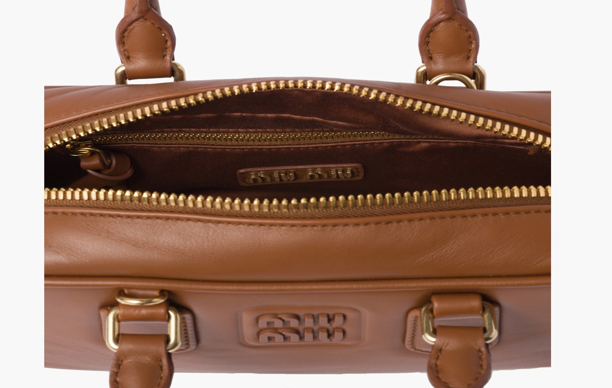 Miu Miu Arcadie Leather Bag Cognac | The Sortage