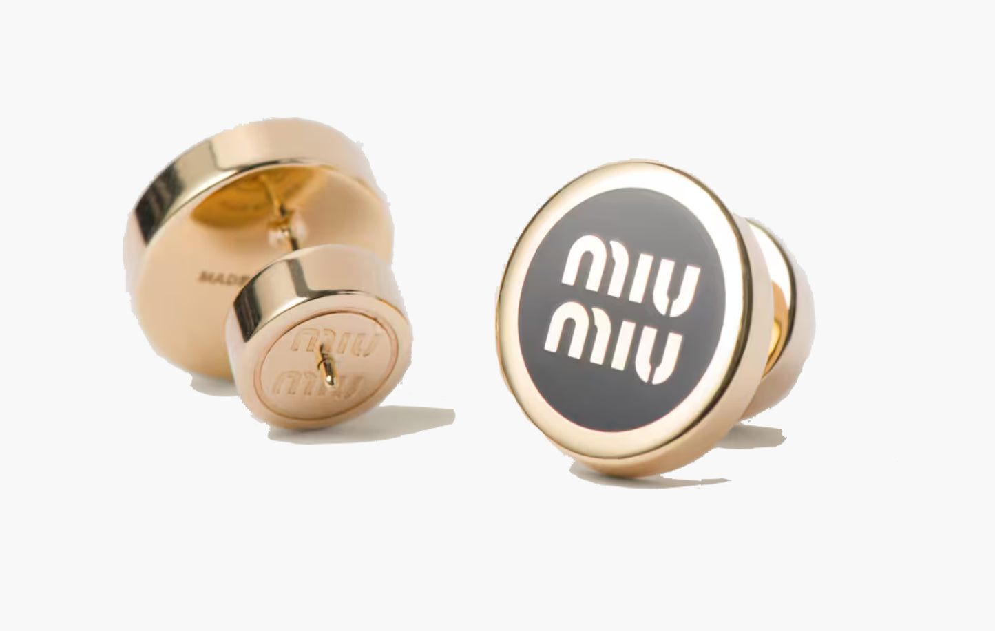 Miu Miu Enameled Metal Earrings Black | The Sortage