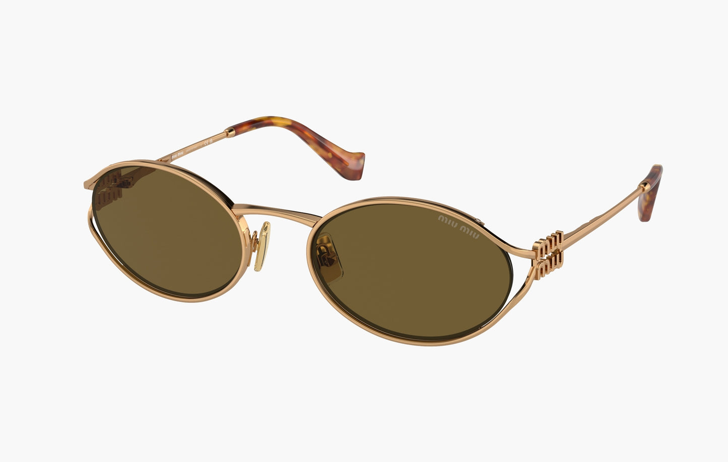 Miu Miu Eyewear Logo Round-frame Sunglasses Gold | The Sortage