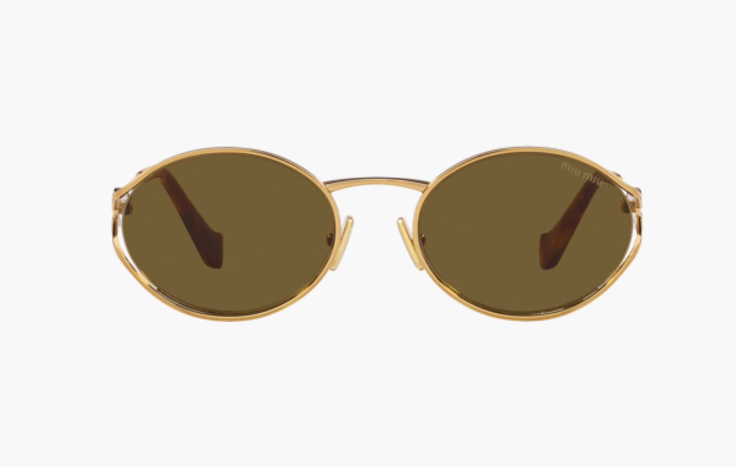 Miu Miu Eyewear Logo Round-frame Sunglasses Gold | The Sortage