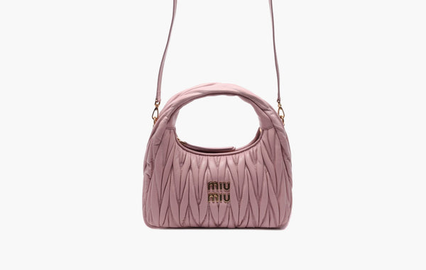 Miu Miu Wander Matelasse Nappa Leather Hobo Bag Light Pink | The Sortage