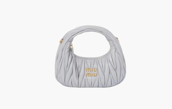 Miu Miu Wander Matelasse Nappa Leather Mini Hobo Bag Light Blue | The Sortage