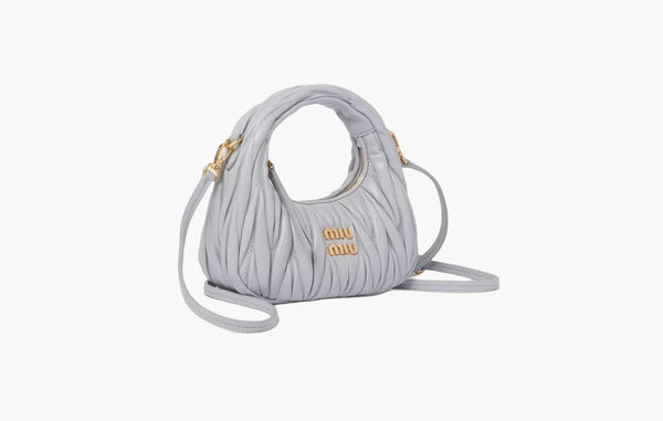 Miu Miu Wander Matelasse Nappa Leather Mini Hobo Bag Light Blue | The Sortage