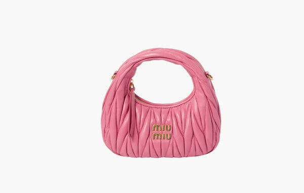 Miu Miu Wander Matelasse Nappa Leather Mini Hobo Bag Pink | The Sortage