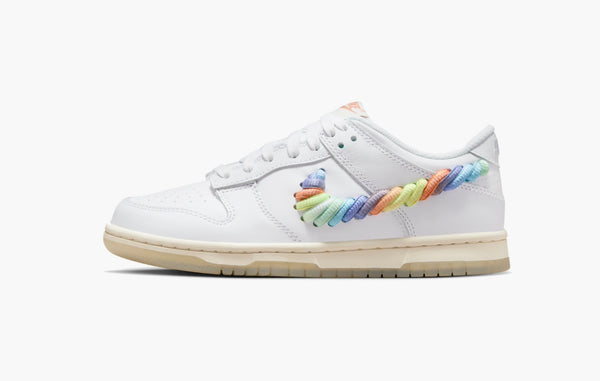 Nike Dunk Low SE GS Rainbow Lace Swoosh White - FN4861 100 | The Sortage