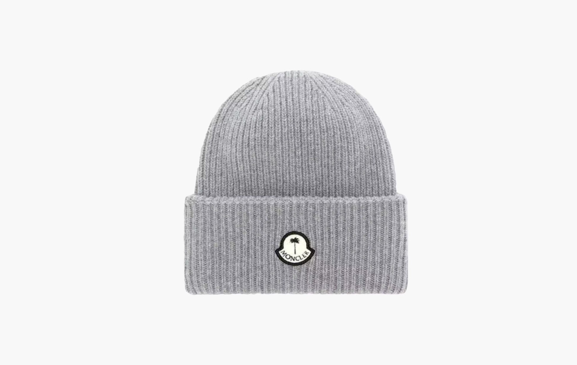 Moncler x Palm Angels Ribbed Beanie Grey White | The Sortage