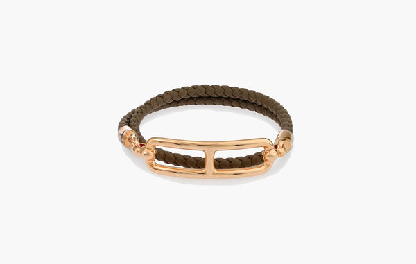 Hermes Roulis Double Tour Bracelet Swift Calfskin Gold & Etoupe | The Sortage