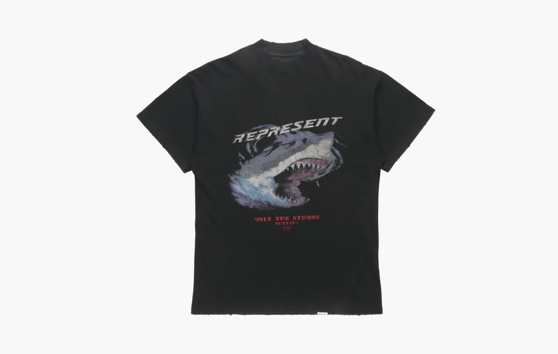 Represent Only The Strong Survive Shark T-Shirt Vintage Black | Sortage