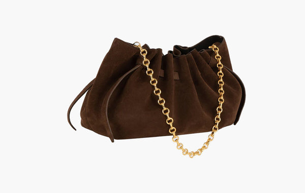 Yuzefi Scallop Clutch Chocolate Suede | The Sortage