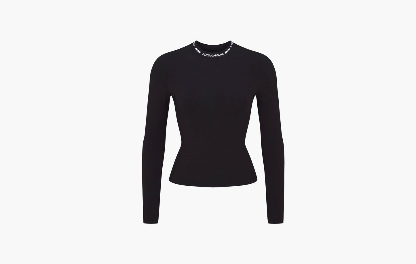 Skims x Dolce&Gabbana Cotton Jersey Long Sleeve T-Shirt Onyx | Sortage.