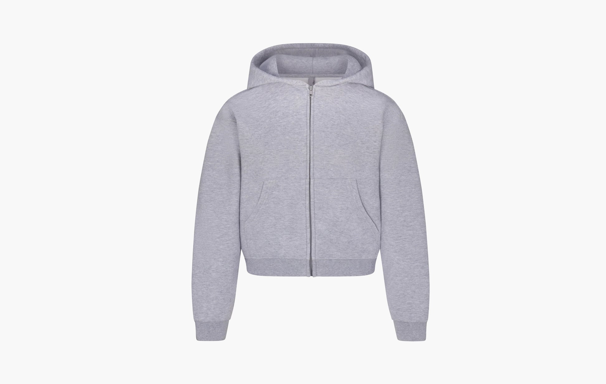 Skims Cotton Fleece Classic Zip Up Hoodie Heather Grey | Sortage.