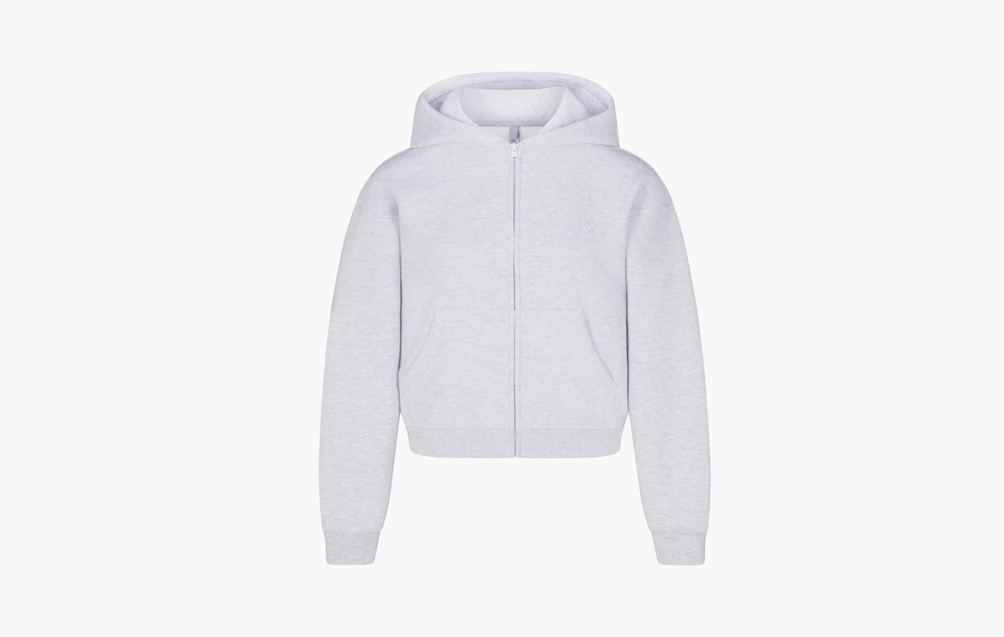 Skims Cotton Fleece Classic Zip Up Hoodie Light Heather Grey | Sortage.