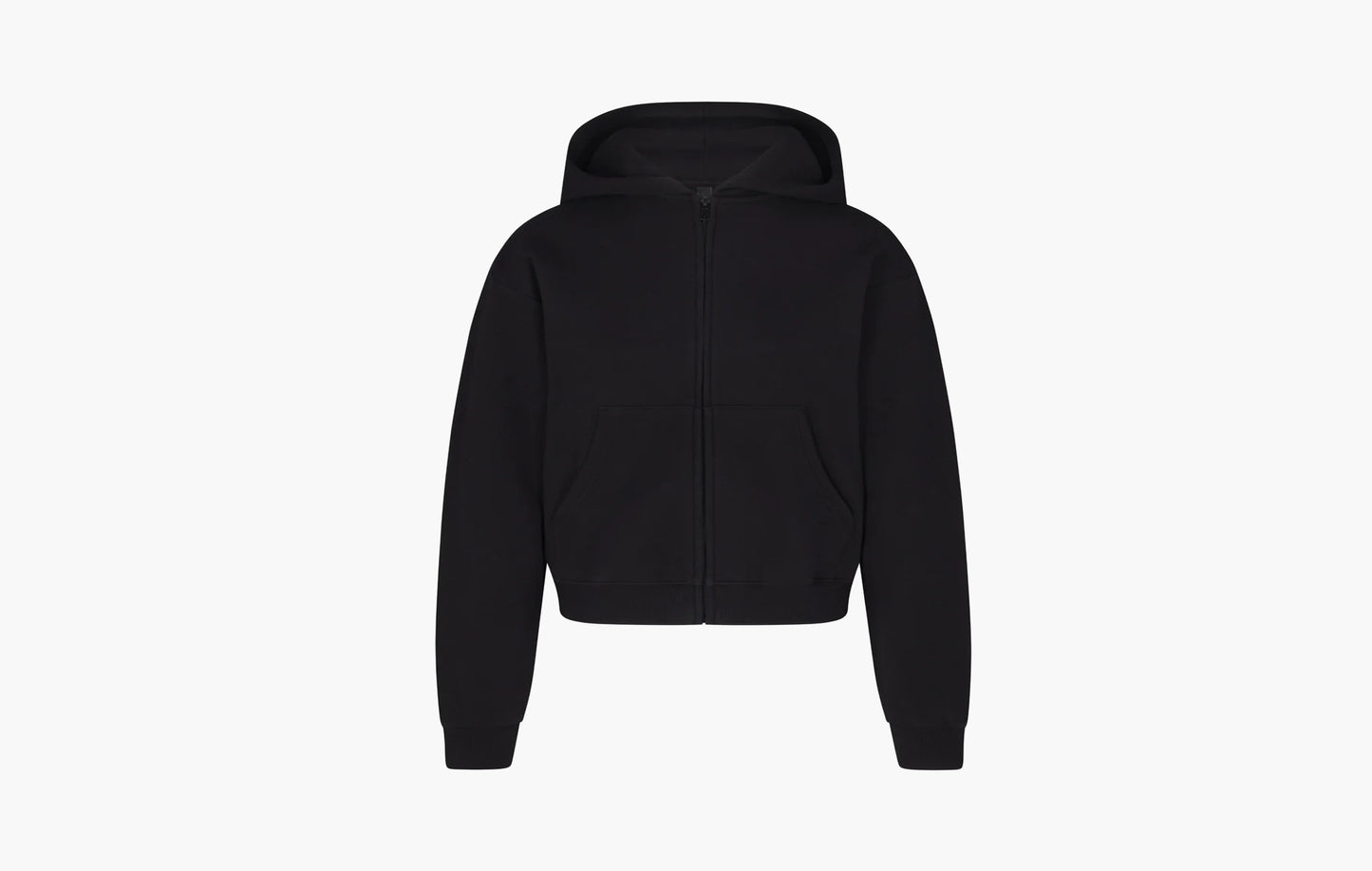 Skims Cotton Fleece Classic Zip Up Hoodie Onyx | Sortage.