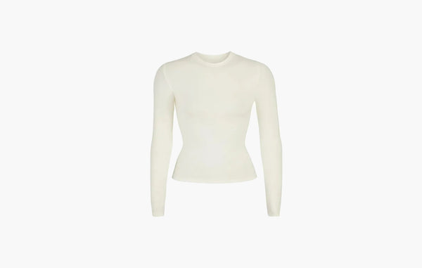 Skims Essential Crew Neck Long Sleeve Bodysuit Bone | Sortage.