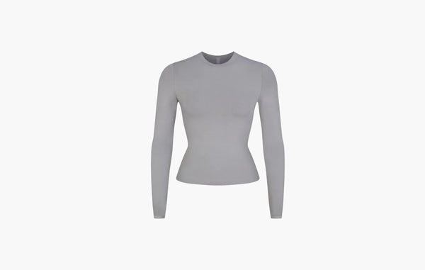 Skims Essential Crew Neck Long Sleeve Bodysuit Pacific | Sortage.