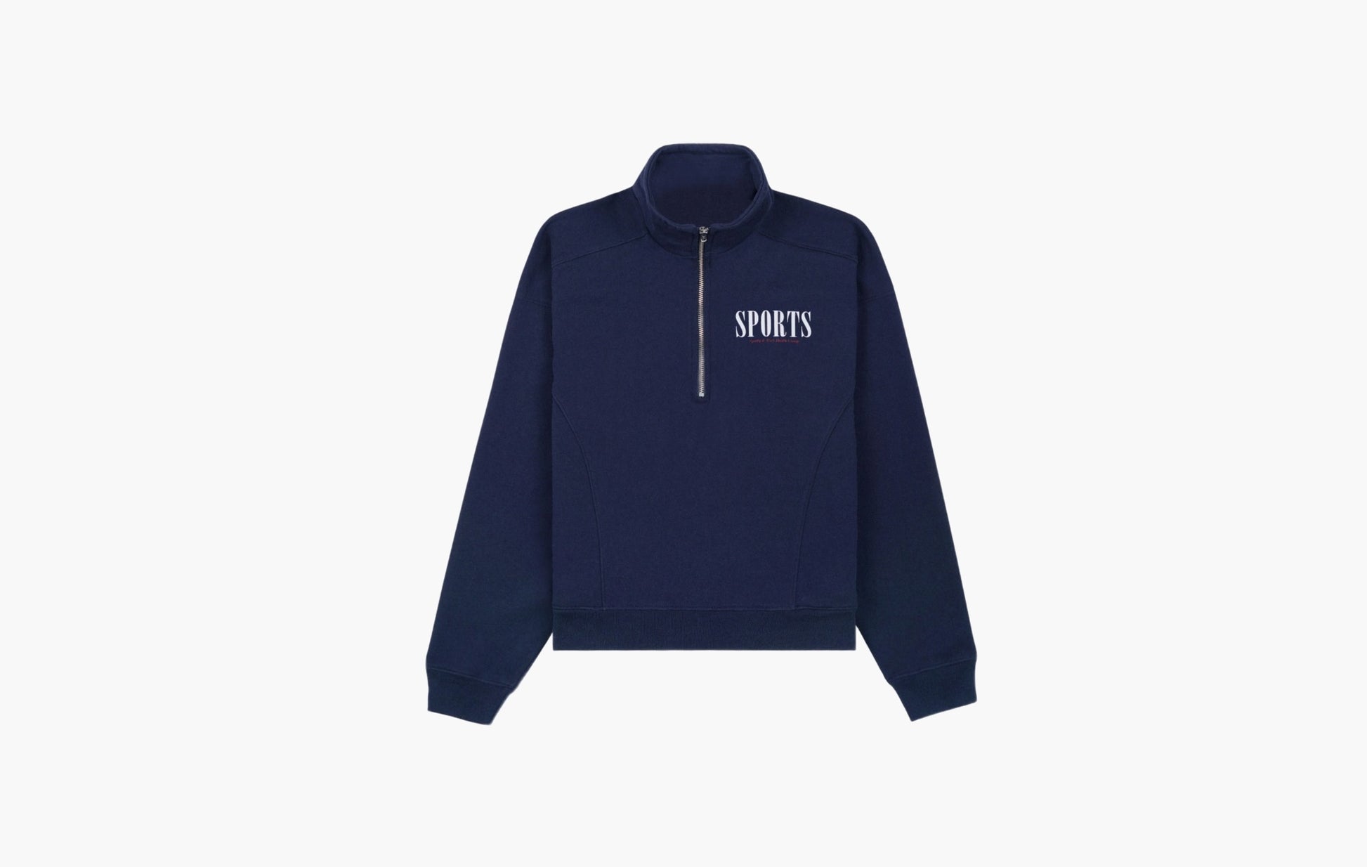 Sporty & Rich Common Logo Half Zipper Sweatshirt Navy | Sortage.