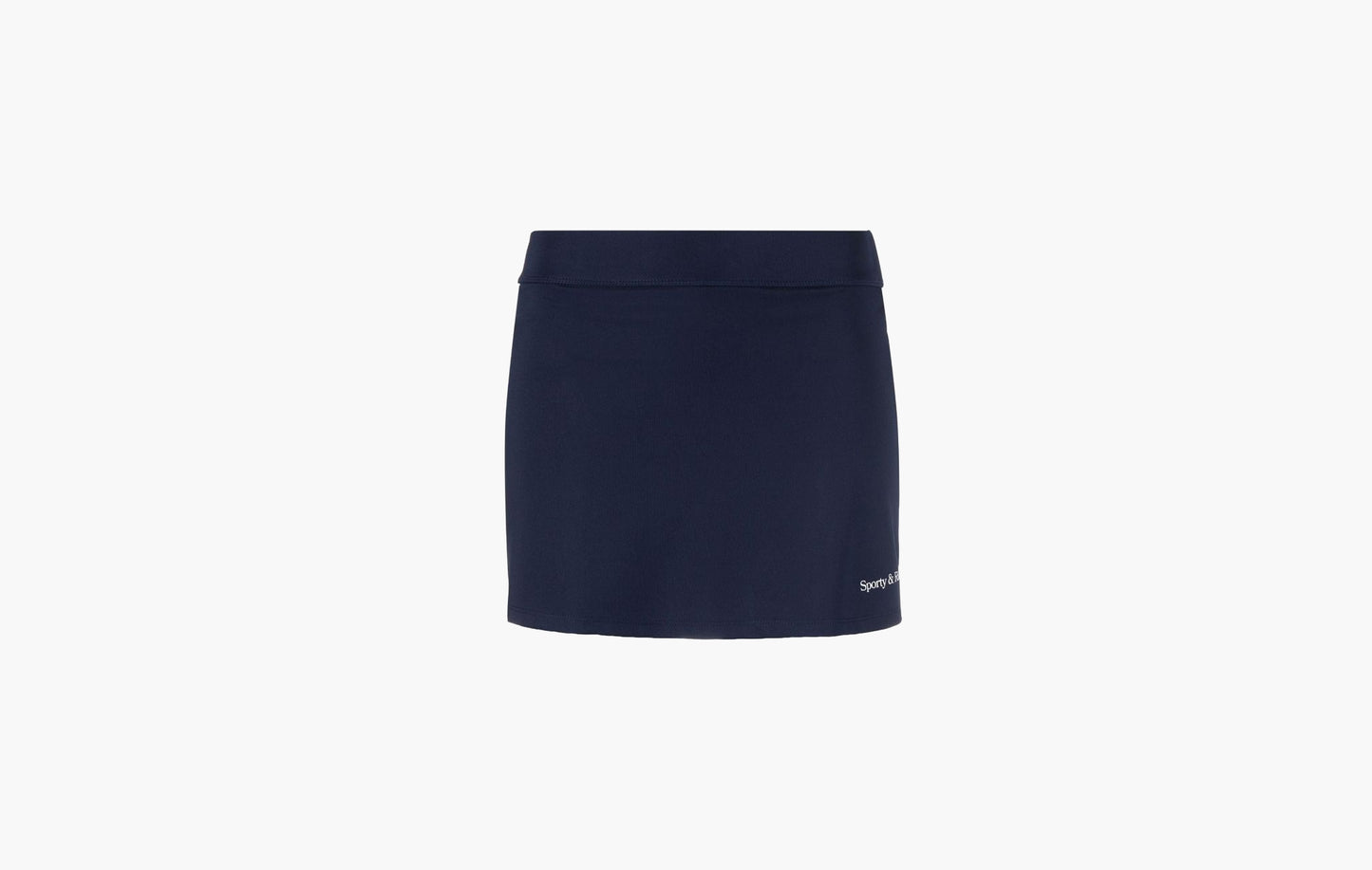 Sporty & Rich Serif Logo Print Mini Skirt Navy | Sortage.