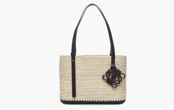 Loewe Square Raffia Basket Bag Natural / Black | The Sortage