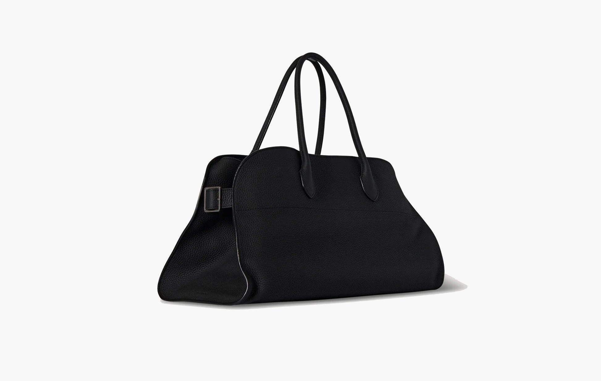 The Row EW Margaux Calfskin Leather Bag Black | The Sortage