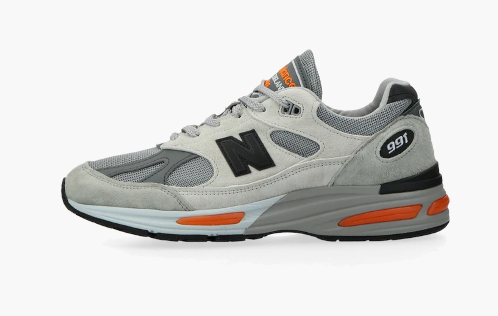 New Balance 991v2 MiUK Pelican Grey Orange - U991BS2 | The Sortage