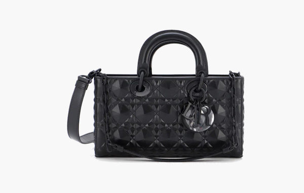 Dior Medium D-Joy Bag Black Cannage Calfskin With Diamond Motif | Sortage.