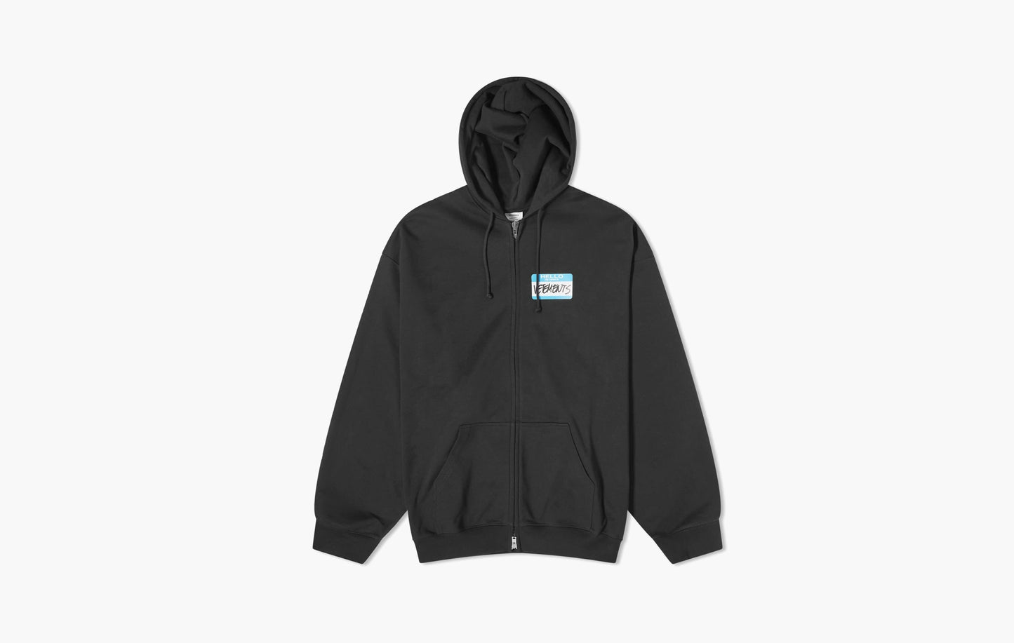 Vetements My Name Is Zip Hoodie Blue Logo Black 