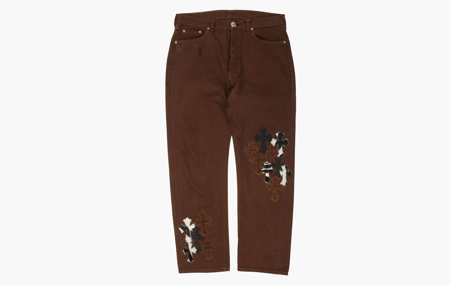 Chrome Hearts x Levi's Stencil Cross Patch Jeans Brown | The Sortage