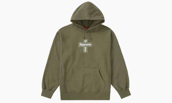 Supreme Cross Box Logo Hooded Sweatshirt Light Olive | The Sortage