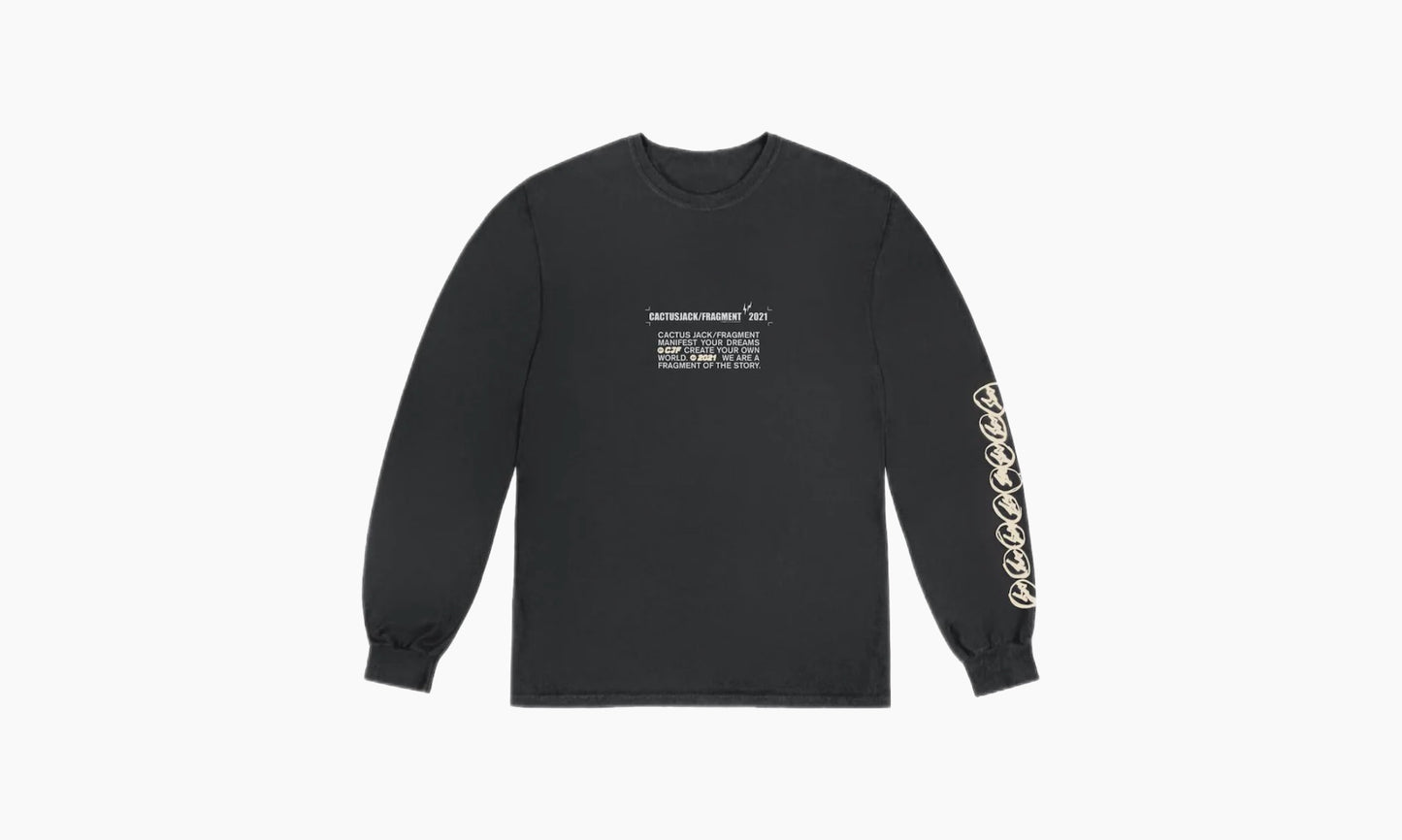 Travis Scott Cactus Jack For Fragment Logo L/S T-shirt Washed Black | The Sortage