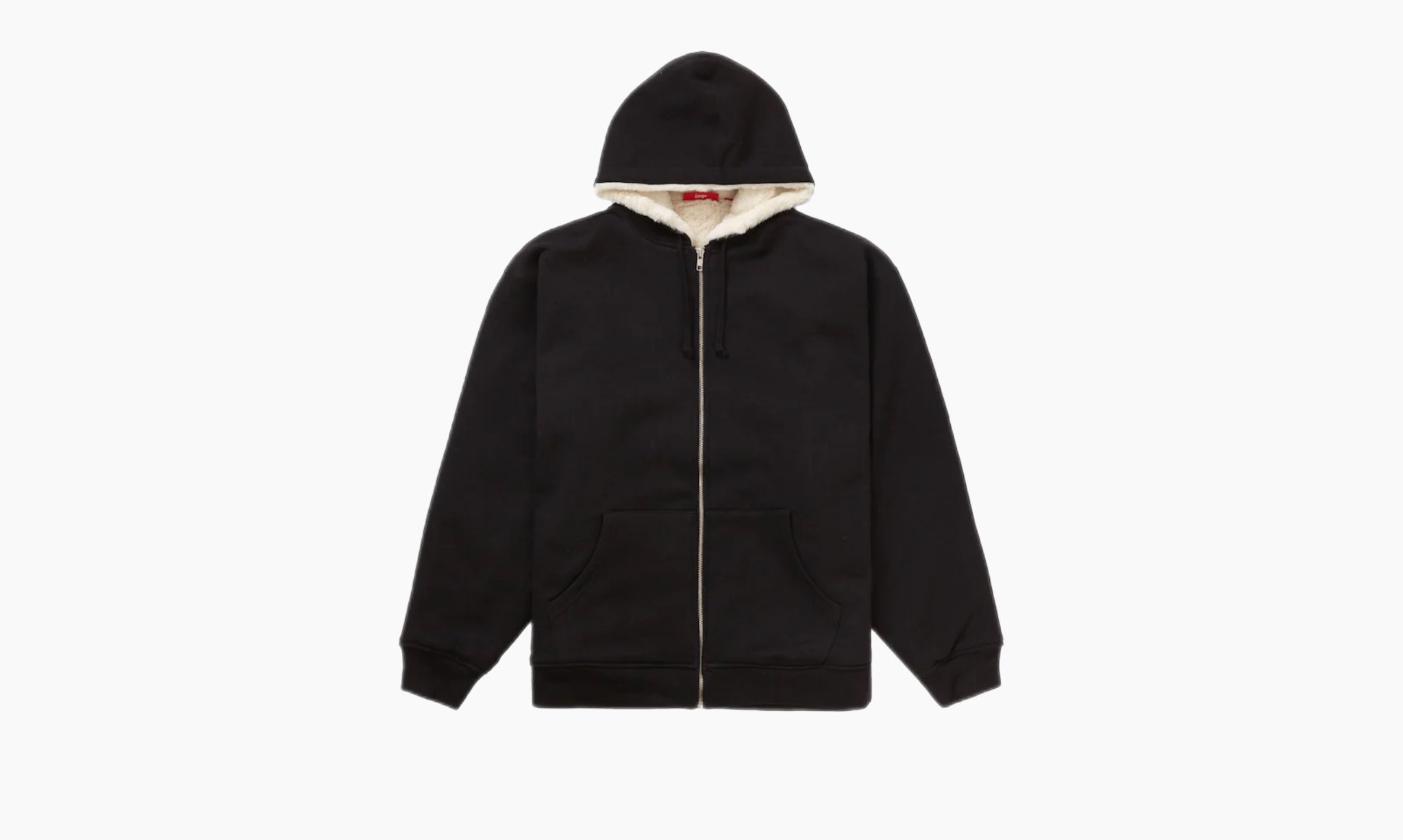 Supreme Faux Fur Lined Zip Up Hooded Sweatshirt Black